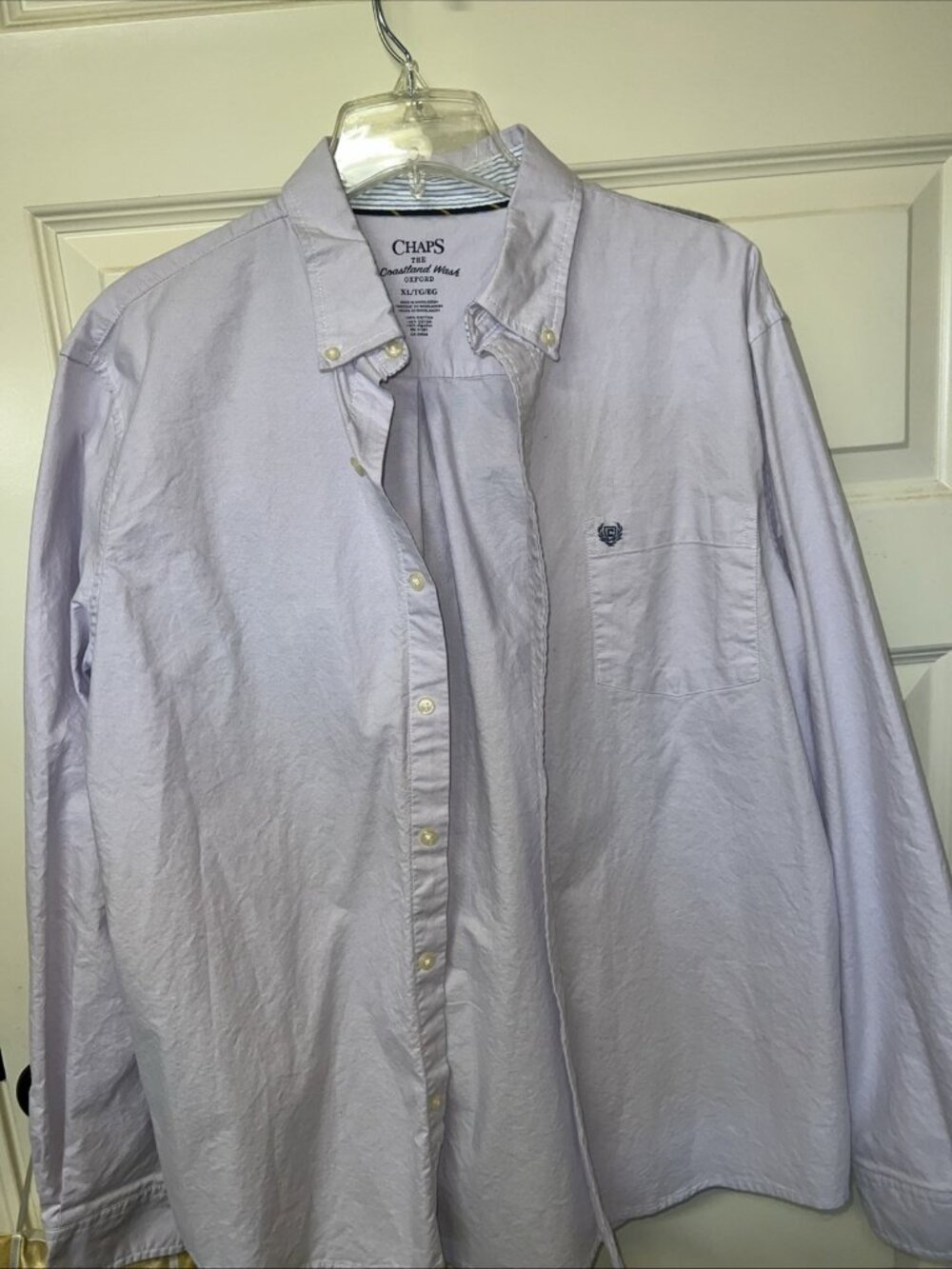 Chaps Oxford Lavender Button-Down Long-Sleeve Men's Shirt Size XL/TG/EG Coastlan